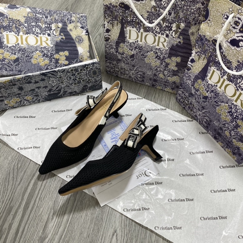 Sandal cao gót mũi nhọn vải ren cao cấp 2 màu