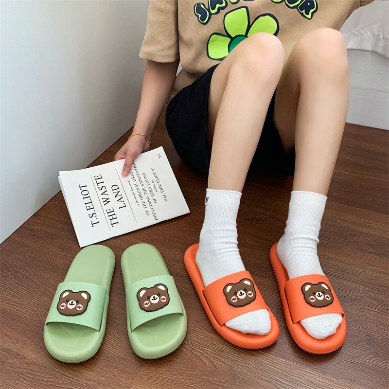 JY502-C3 GẤU MÁ HỒNG Dép đế  mềm dễ thương trong nhà văn phòng phụ nữ cực xịnh siêu xịn
