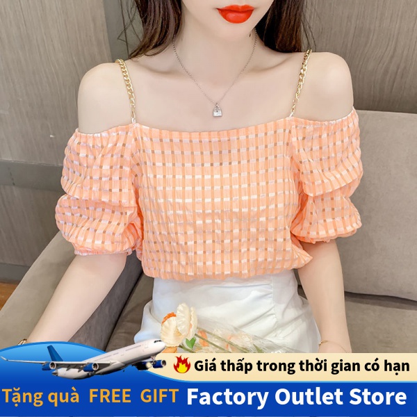 Áo Nữ Kiểu Áo Sơ Mi Chiffon Kiểu Pháp Tay Ngắn Hở Vai Phong Cách Áo Mùa Hè Nữ Áo Sơ Mi Nữ Áo Nữ Kiểu Áo Nữ Áo Sơ Mi Kiểu Nữ