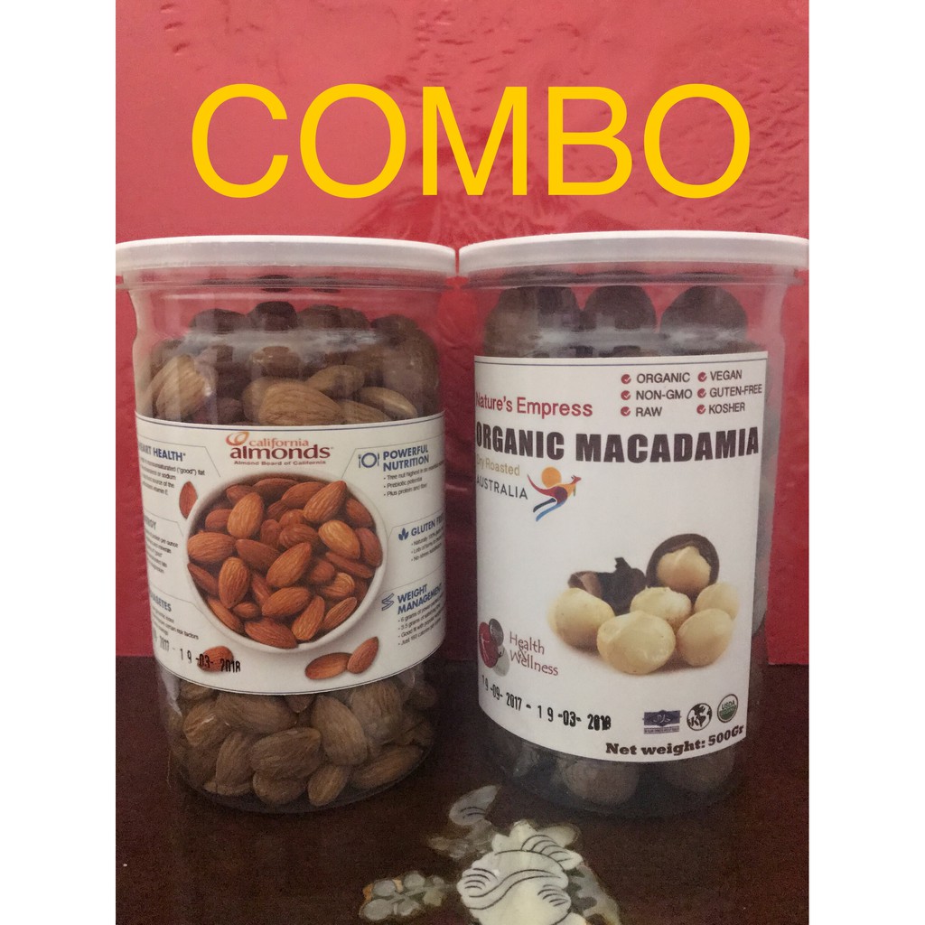 Combo: Macca & hạnh nhân hộp 500gr - nhập khẩu ( sỉ & lẻ )