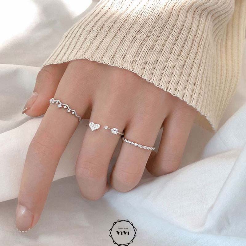 Nhẫn bạc Ý thanh mảnh, dễ thương Eros &amp; Parea – Nhẫn nữ nhẫn bạc 925 cao cấp ViVi_Gift