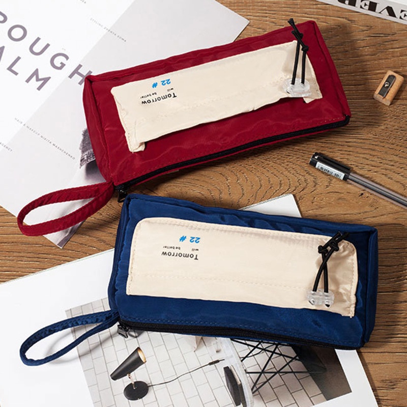 Túi Đựng Bút Chì Cầm Tay Bằng Nylon Mềm Sức Chứa Lớn Cho Tuổi Teen Stude