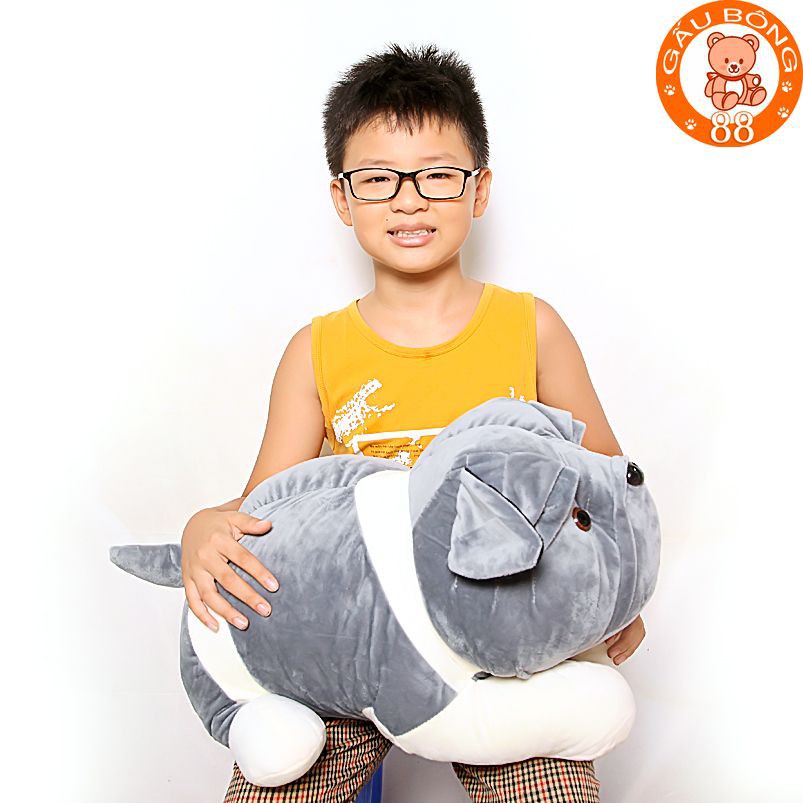 Gấu bông chó nhăn màu xám cao cấp size 60cm