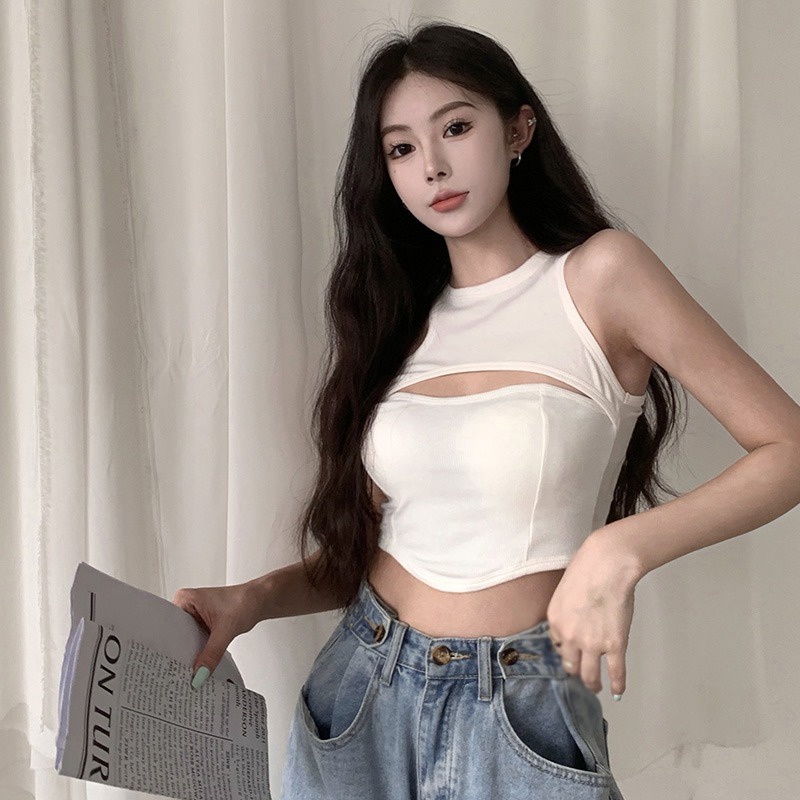 Áo Tank Top Khoét Lỗ Màu Sắc Thời Trang Cho Nữ