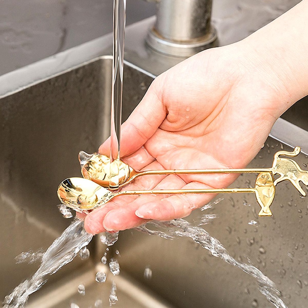 Muỗng Uống Nước AUGUSTINA Họa Tiết Hình Con Mèo Và Cá
