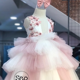 Đầm công chúa cho bé xoè tầng trắng hồng
