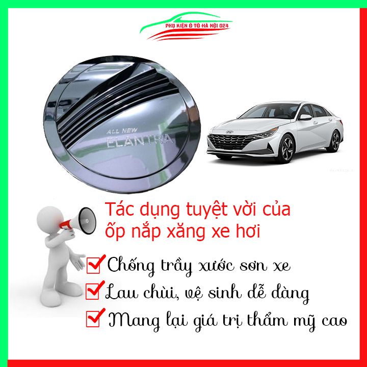 Ốp nắp xăng Elantra 2019 mạ crom bảo vệ chống trầy trang trí ô tô