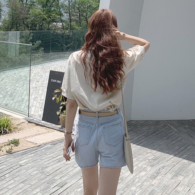 Áo Sơ Mi Ngắn Tay Cổ Chữ V Trơn Màu Xinh Xắn Cho Nữ 34969 | BigBuy360 - bigbuy360.vn