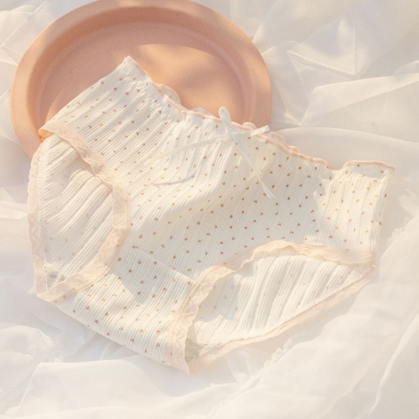 Quần lót nữ Cotton Cao Cấp viền ren siêu mềm mại, đính nơ cute dễ thương - L8036