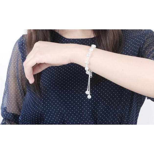 Lắc Tay Bạc Nữ Họa Tiết Quả Cầu (Bạc 925) |shopee. Vn\Shopdenledz