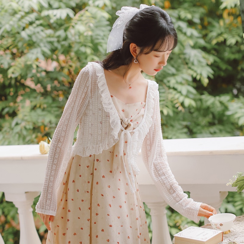 Áo Khoác Cardigan Nữ Phối Ren Thắt Nơ Thời Trang