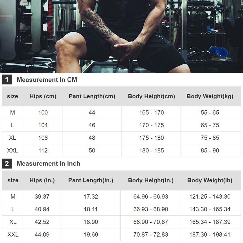 2 in1 Double-layer Fitness Running Sweat Shorts 2 in1 New Mens Stretch Quick-drying Breathable Shorts Sports Bottom Plus Size Short Pants Training Sports Wear