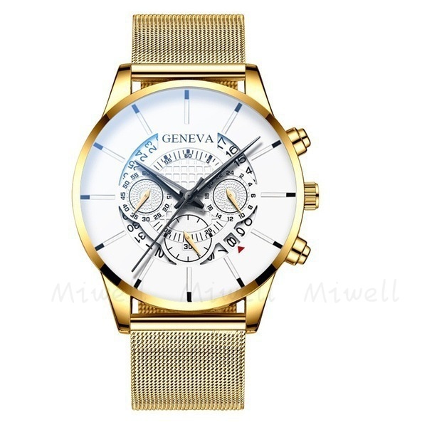Đồng hồ rỗng dây đeo bằng thép mới, Đồng hồ nam doanh nhân phong cách Geneva có lịch Wh1066-46