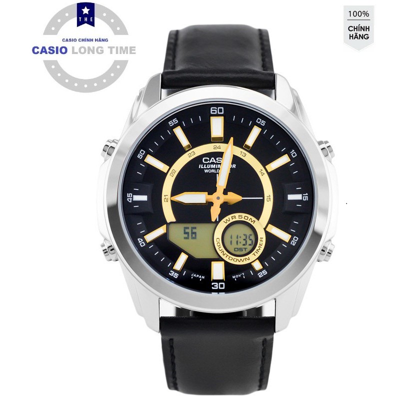 ĐỒNG HỒ NAM CASIO AMW-810L-1AV Chính Hãng Pin 10 năm - DÂY DA MÀU ĐEN