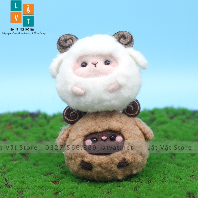 Kit Len Chọc Cừu Tròn Cute, Kit len chọc siêu cute chào hè có hướng dẫn, Needle felting sheep, quà tặng ý nghĩa