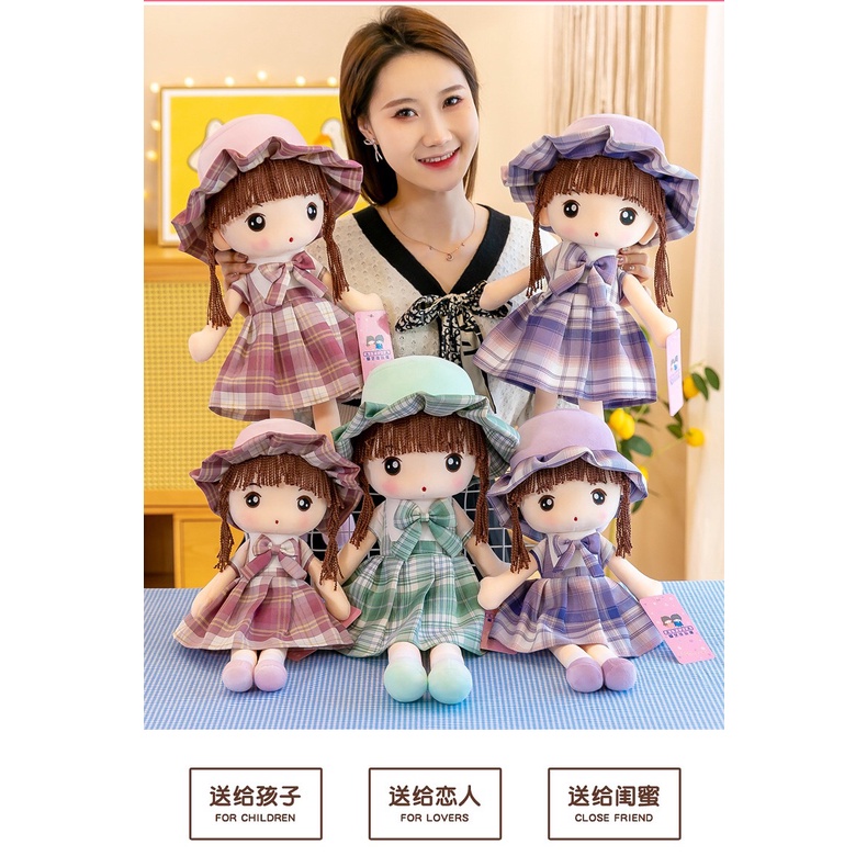 BÚP BÊ GẤU BÔNG VÁY KẺ CARO CHO BÉ GÁI KÍCH THƯỚC 45CM VÀ 60CM