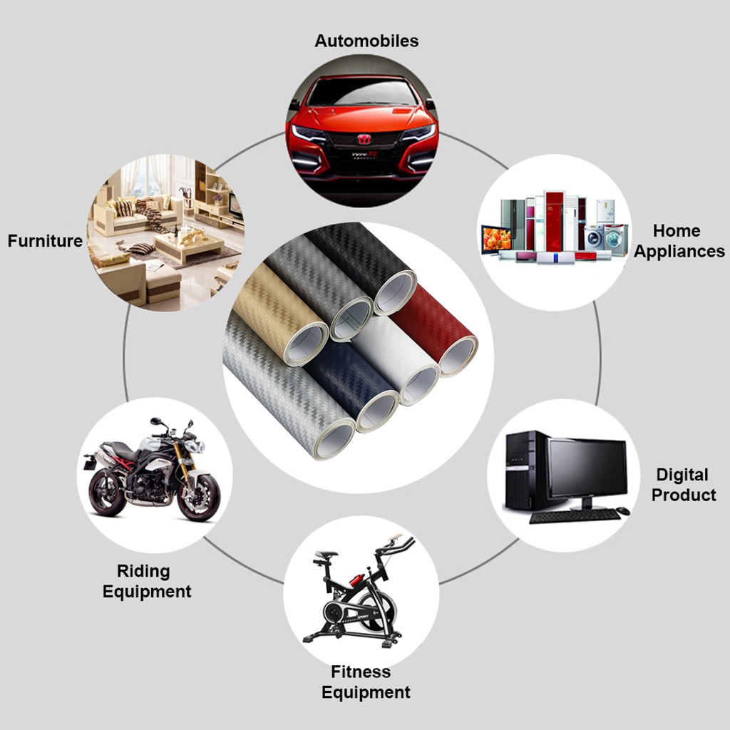 Miếng Dán Đề Can Vinyl Họa Tiết Sợi Carbon 3D Màu Đen Nhám 30x127cm Cho Xe Hơi Xe Máy