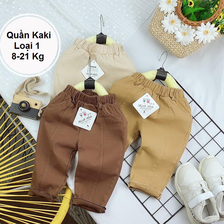 Quần kaki trẻ em nam nữ co giãn nhẹ size từ 0 đến 6 tuổi trơn