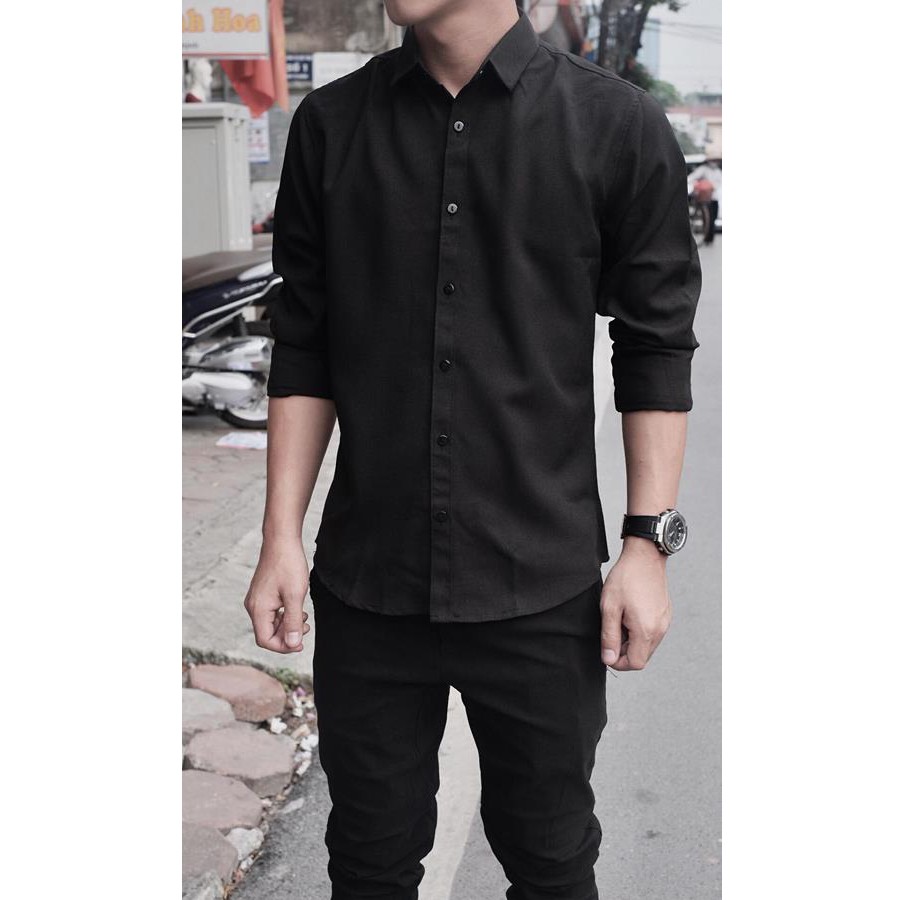 Áo Sơ Mi Nam Dài Tay Trắng Trơn Kiểu Dáng Cổ Bẻ Phong Cách Chất Vải Mềm Mịn Chống Nhăn Trẻ Trung