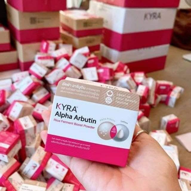 Bột kích trắng Kyra Alpha Arbutin Rice Ferment Boost Powder Thái lan hộp 20 cốc