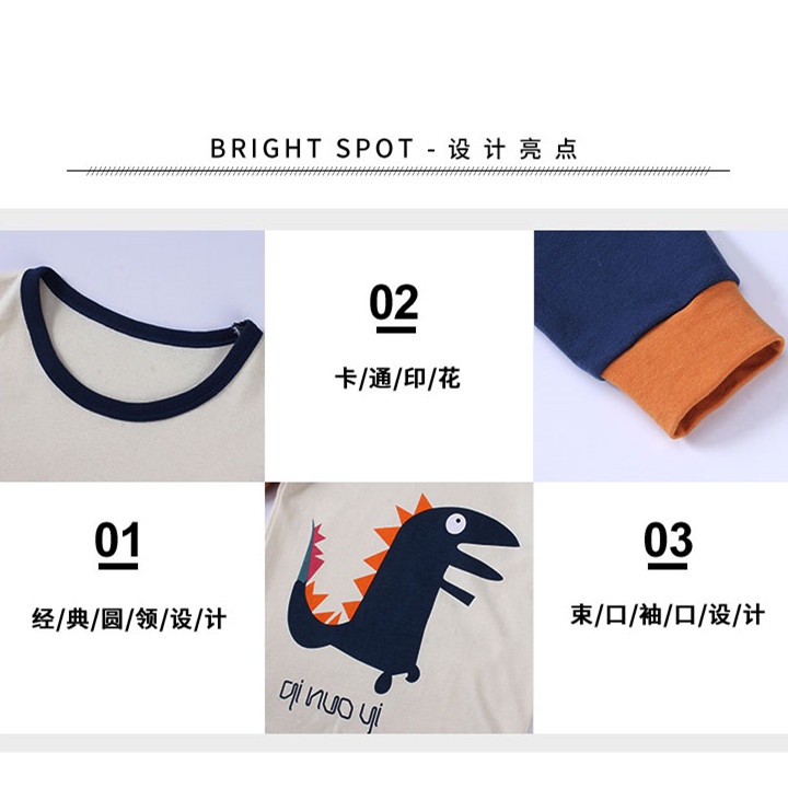 Bộ Đồ Ngủ Cotton Tay Dài 100-160cm Thời Trang Xuân Thu Cho Bé