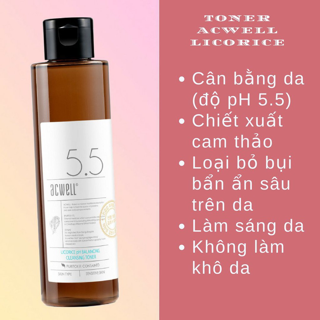 Toner cam thảo Acwell Licorice ph Balancing Cleansing Toner 150ml