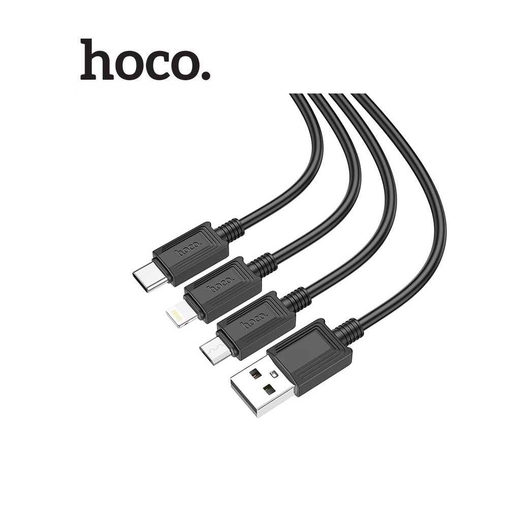 Cáp sạc Hoco X74 3-in-1 USB to Micro+Type-C+i.p sạc 2.0A dành cho Smartphone/Android/Ip10/11/12 dài 100cm