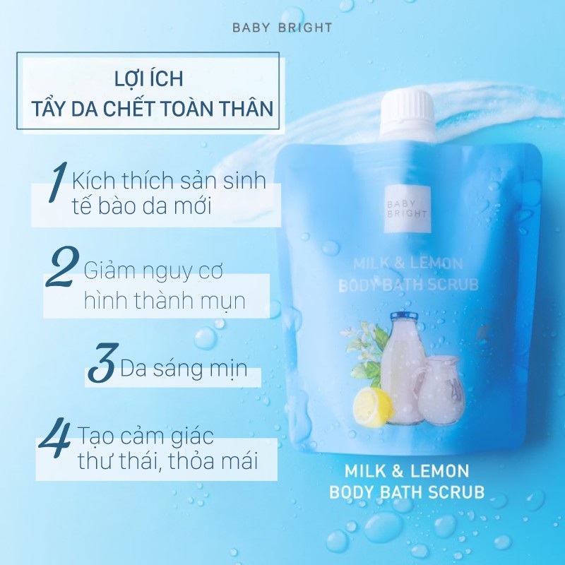 Muối Tẩy Da Chết Toàn Thân Sữa Bò Và Chanh Baby Bright Milk And Lemon Body Bath Scrub 250g