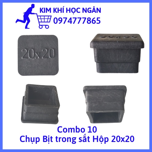 Combo 10 Chụp bịt  cao su trong sắt hộp 20x20 Kimkhihocngan nút bịt đầu sắt hộp, cửa cổng sắt