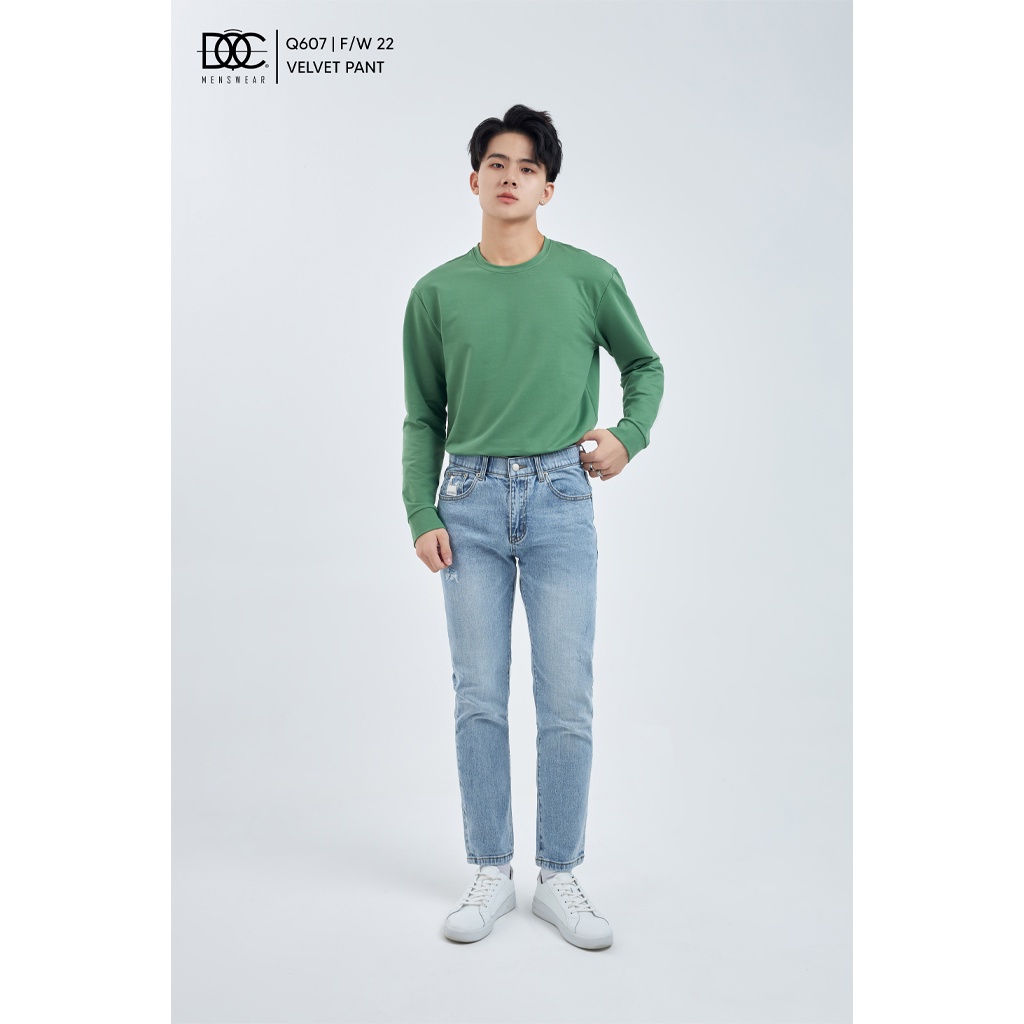 Quần jean nam Độc menswear form basic ống đứng rách nhẹ, quần denim nam vải co giãn 2 màu phong cách Hàn Quốc - Q607