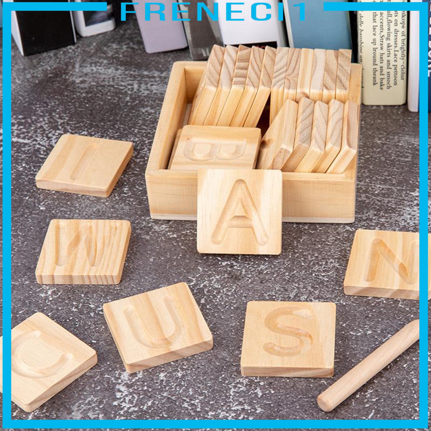 Bộ 26 miếng gỗ in họa tiết bảng chữ cái ABC dùng giáo dục sớm cho trẻ em