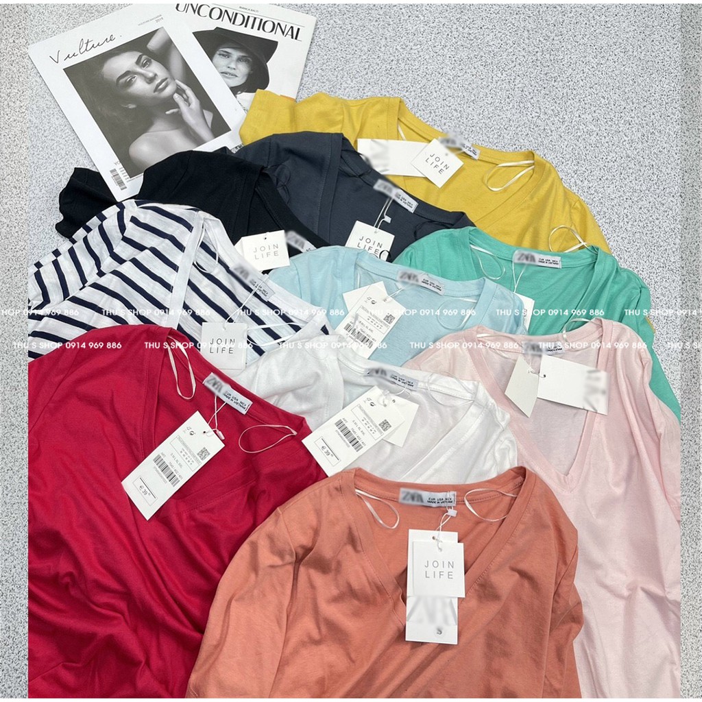 Áo phông nữ cổ tym cộc tay thun cotton form rộng nhiều màu cực mát A1A05