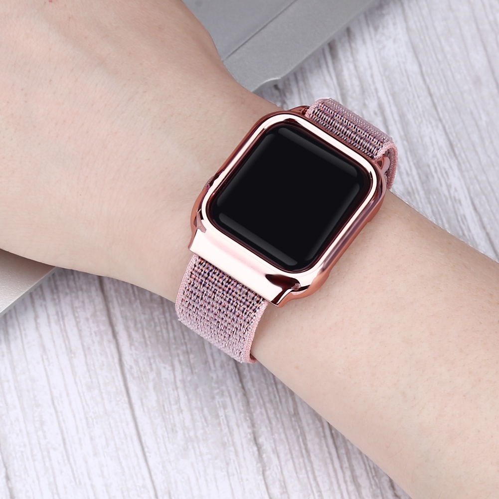 Vỏ bảo vệ kèm dây đeo nylon cho đồng hồ thông minh Apple Watch dòng thế hệ 4 5 40mm 44mm