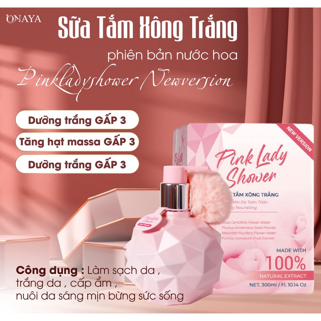 Sữa tắm xông trắng pink lady onaya tq group siêu thơm hàng chính hãng