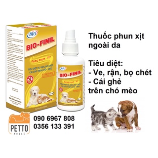 Thuốc xịt trị ve rận bọ chét, cái ghẻ trên chó mèo Bio Finil 100ml