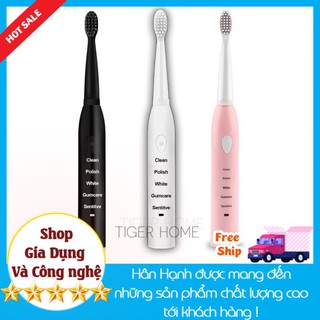 Bàn Chải đánh răng điện Tự động Sóng âm tặng 4 đầu bàn trải model 2021 Thông Minh Nhiều Chế độ Phù hợp