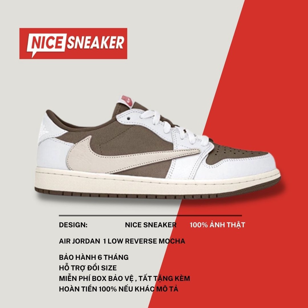 Giày Jordan 1 Low x Travis Scott Reverse Mocha (Nâu/Trắng) - Phiên bản high Quality | Nice Sneaker .