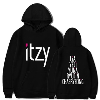Thời trang hàn quốc mới kpop itzy liêu yeji yuna ryuin chaeryeong khoác hoodie k pop có mũ áo thun nữ harajuku dạo