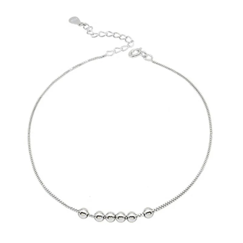 Lắc Chân Mạ Bạc 925 Hình Trái Tim Đơn Giản Phong Cách Hàn Quốc Mới 2020 Cho Nữ