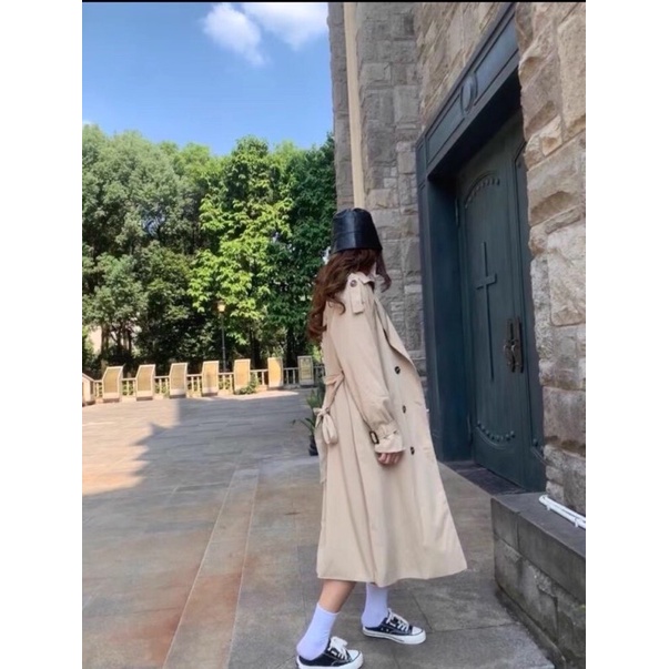 Áo khoác ulzzang măng tô hàn quốc hai màu freesize