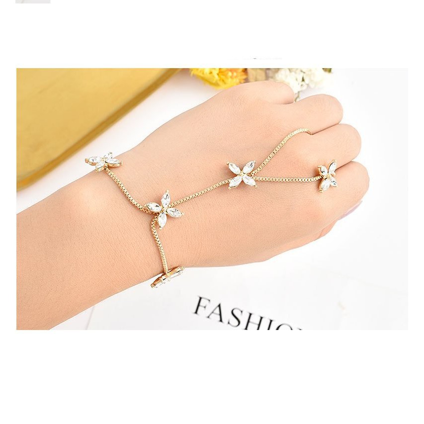 Vòng tay nối nhẫn đá mắt lấp lánh phụ kiện thời trang nữ xinh xắn cá tính xinh xắn