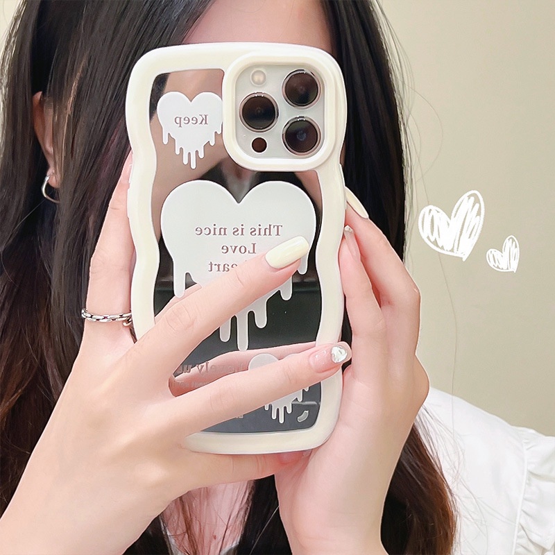 Ốp lưng iphone ốp Điện Thoạii Mặt Gương Họa Tiết Trái Tim Cho iPhone 14 13 12 11 promax XS XR xsmax se2020 6 7 8plus