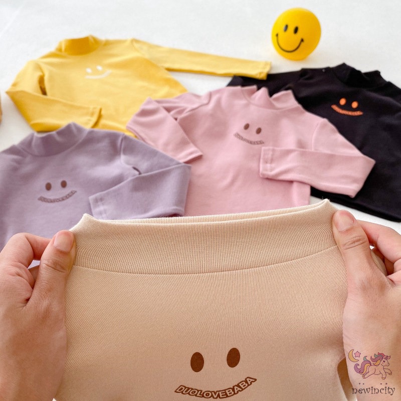 Áo thun cotton cổ lọ họa tiết hoạt hình cho bé gái