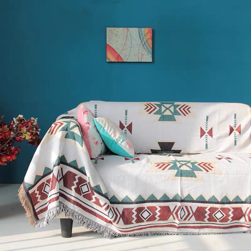 [FREE SHIP] Thảm phòng khách, Khăn phủ sofa vintage chất liệu cotton dệt cao cấp