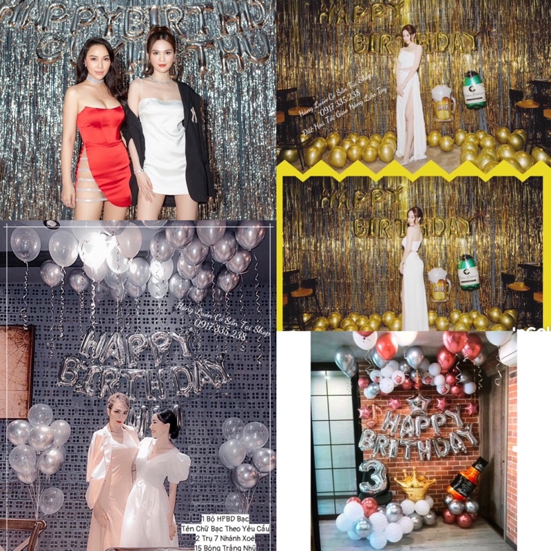 Set Bóng Nhũ Chữ HPBD Chai To Vương Miện Kèm Số Tuổi Siêu Lợi Tặng 1Ruy Băng 1Bơm 1 Keo