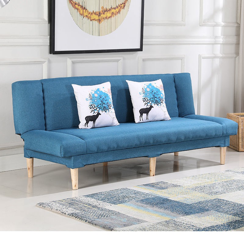 sofa giường đôi gỗ đặc đa chức năng Đơn giản cho thuê nguyên khối giá rẻ Căn hộ nhỏ hiện đại và vải