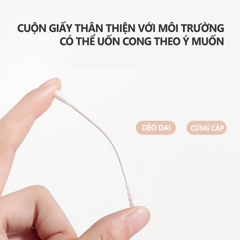 Tăm Bông Cho Bé Chất Liệu Bột Giấy Nguyên Sinh Cao Cấp Vệ Sinh Đa Năng Hộp 200 Que YOOTA BABY