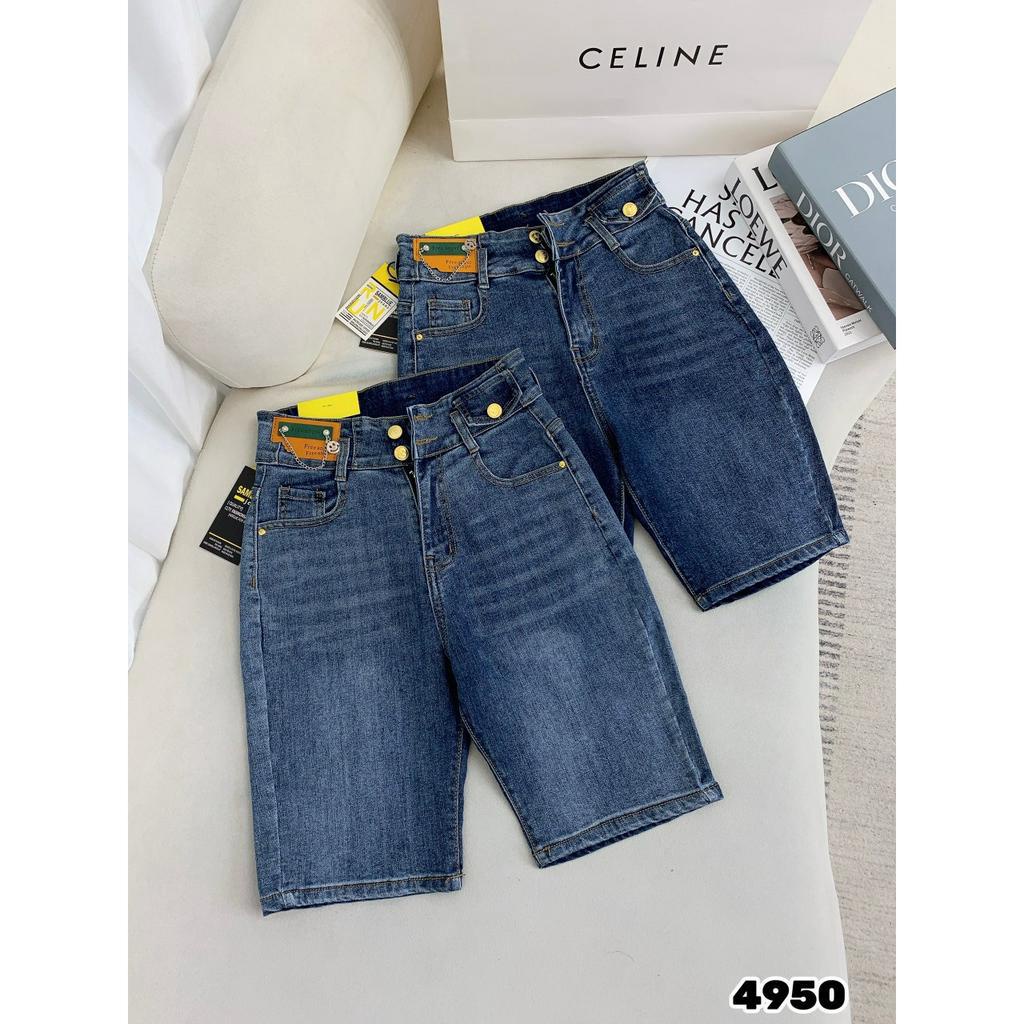 Quần short jean ngố nữ ống rộng xanh trơn dễ phối đồ - chất vải denim dày dặn co giãn nhẹ - TUẤN KIỆT Store 888 A01