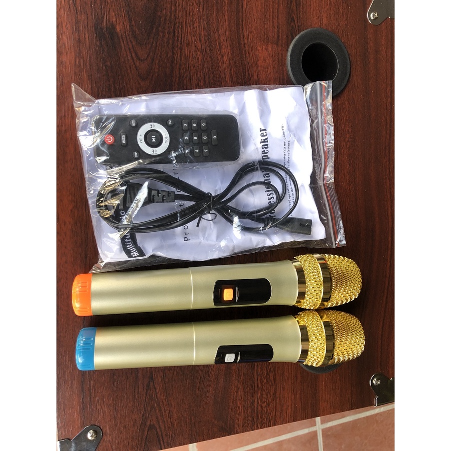 Loa Kẹo Kéo Bass 30 Vỏ gỗ Karaoke Bluetooth Hát Siêu Hay Mẫu Mới, Tặng 2 Mic Cao Cấp Siêu Hút Âm