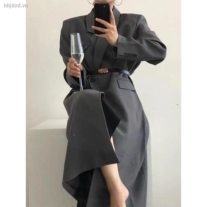 Áo Khoác Dáng Dài Rộng Thời Trang Mùa Thu Hàn Quốc Mới Dành Cho Nữ 2021